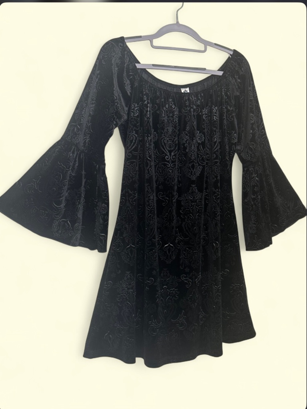 2B Together Black velvet burnout whimsigoth fairy grunge bell sleeve mini dress